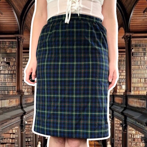 Pendleton Dresses & Skirts - Vintage 80s Pendleton Wool Pencil Skirt in Black Watch Plaid, Size 10